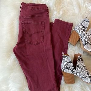 Maroon Hi-rise Bullhead Jeans